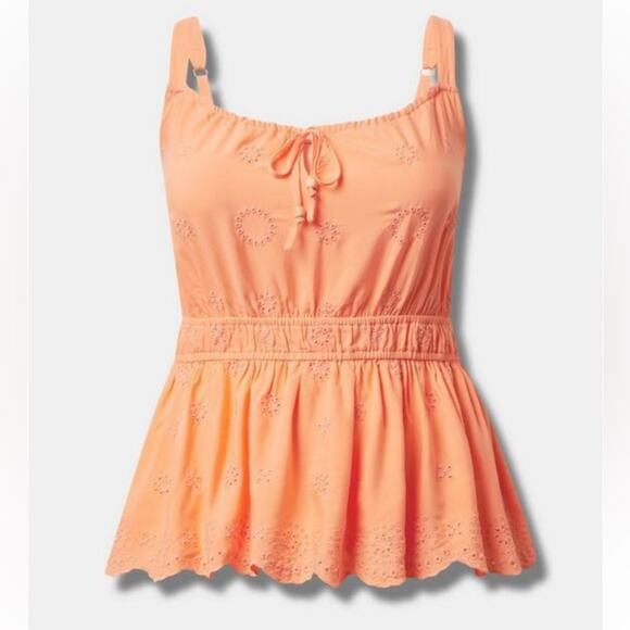 Torrid Papaya Punch Eyelet Tie Front Sleeveless Tank - Picture 6 of 9